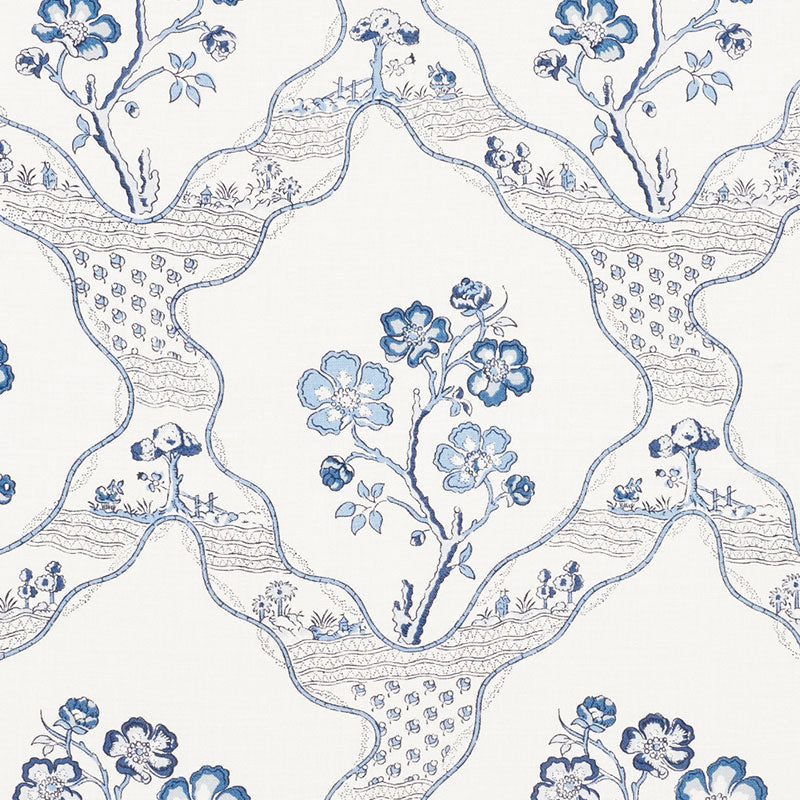 Schumacher Marella Delft Fabric - Eade's Wallpaper