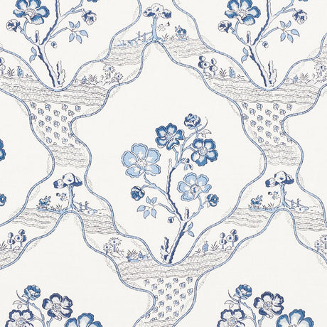 Schumacher Marella Delft Fabric - Eade's Wallpaper