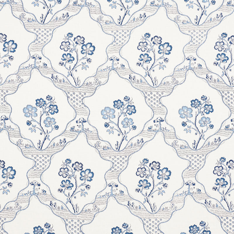 Schumacher Marella Delft Fabric - Eade's Wallpaper