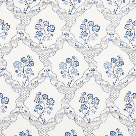 Schumacher Marella Delft Fabric - Eade's Wallpaper