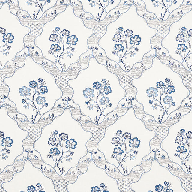 Schumacher Marella Delft Fabric - Eade's Wallpaper