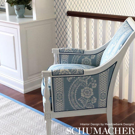Schumacher Versailles Blue Fabric - Eade's Wallpaper