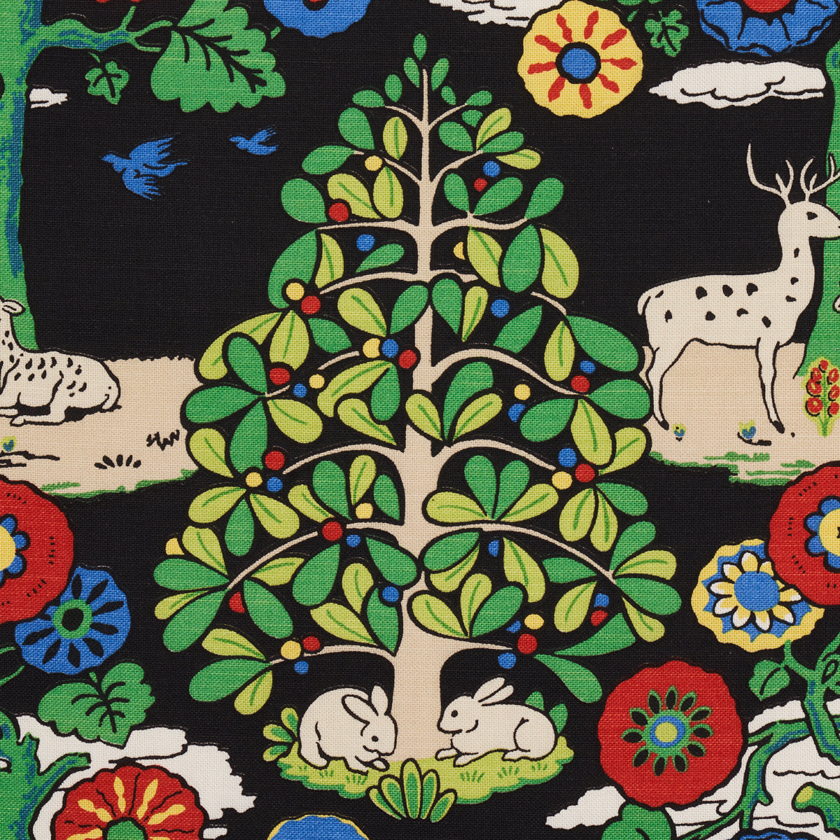 Schumacher Fantasy Forest Black & Multi Fabric