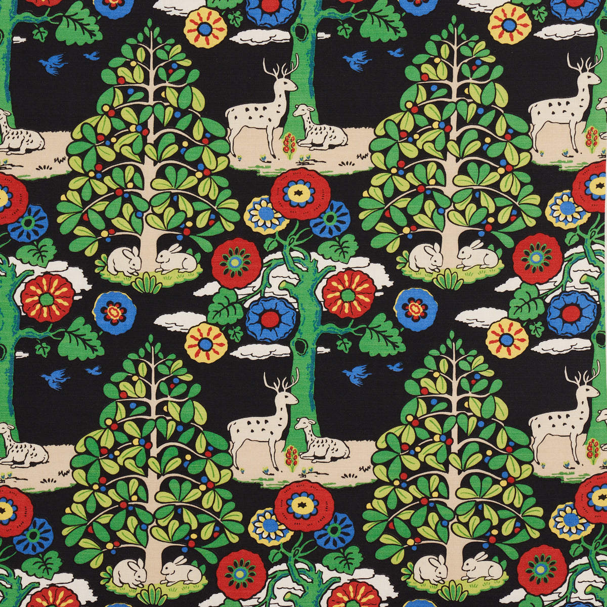 Schumacher Fantasy Forest Black & Multi Fabric
