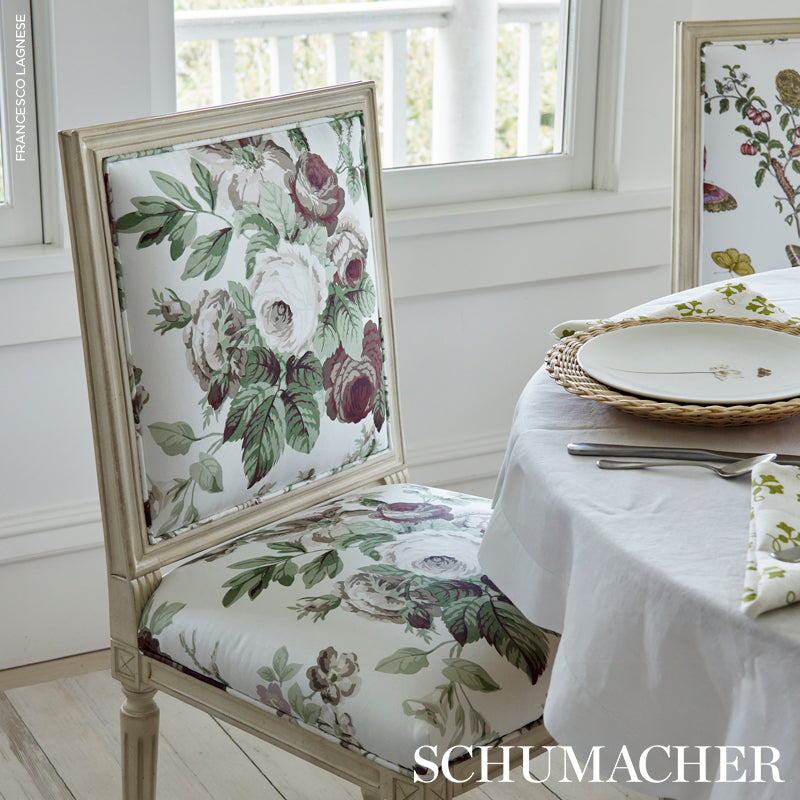 Schumacher Nancy Floral Grisaille Fabric - Eade's Wallpaper