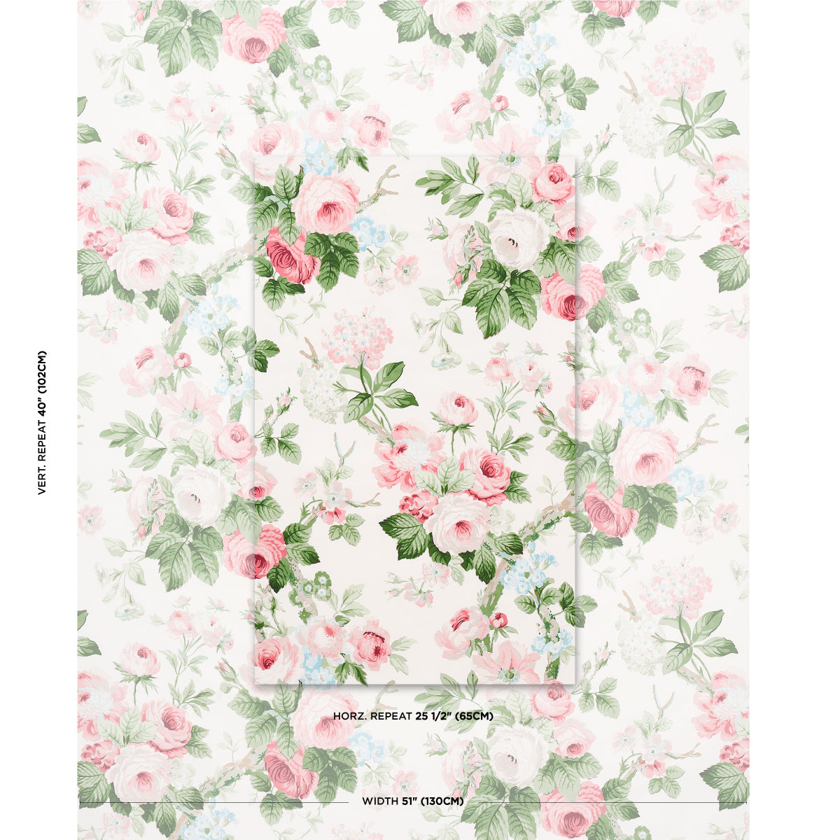 Schumacher Nancy Floral Petal Fabric - Eade's Wallpaper