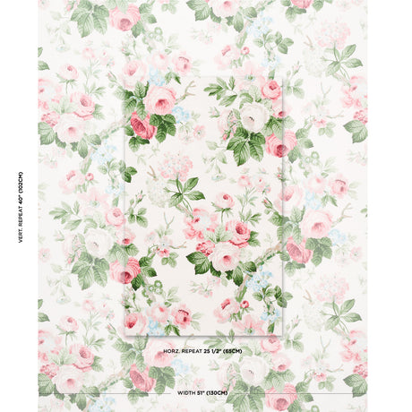 Schumacher Nancy Floral Petal Fabric - Eade's Wallpaper