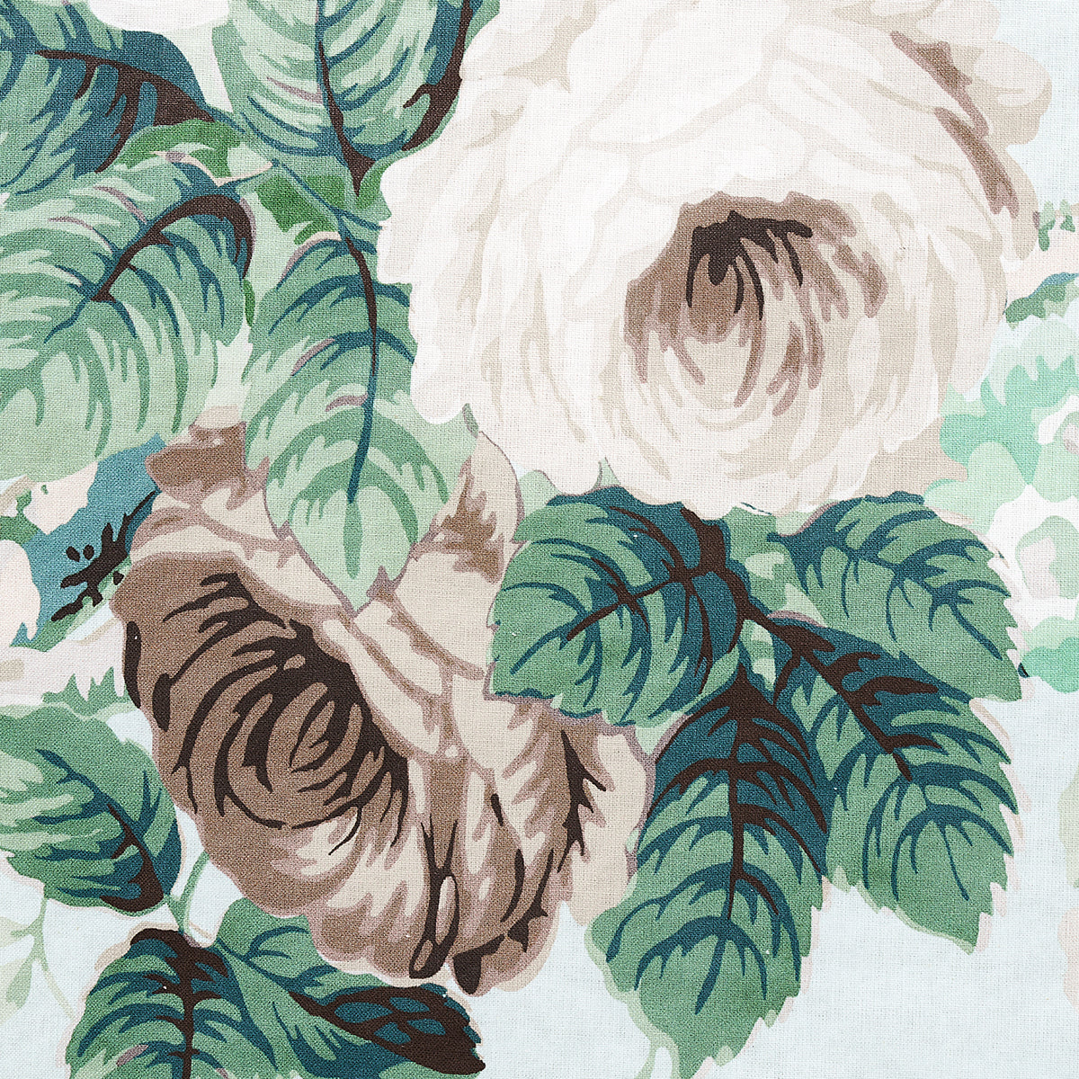 Schumacher Nancy Floral Seafoam Fabric - Eade's Wallpaper