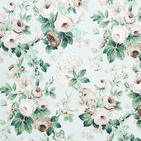 Schumacher Nancy Floral Seafoam Fabric - Eade's Wallpaper