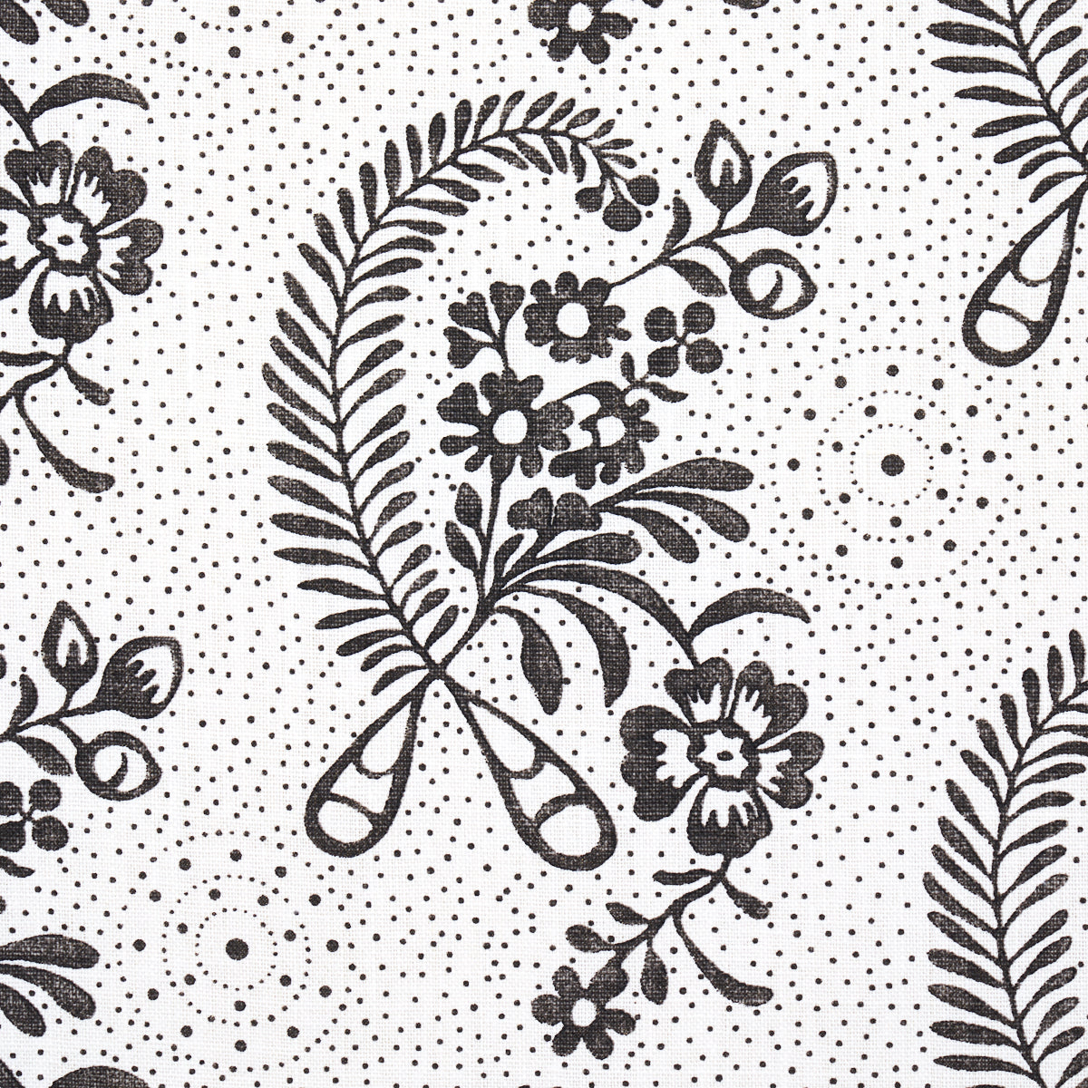 Schumacher Millicent Blackwork Fabric - Eade's Wallpaper