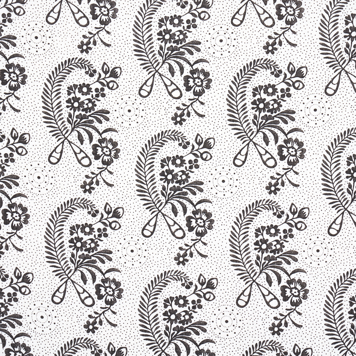 Schumacher Millicent Blackwork Fabric - Eade's Wallpaper