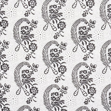 Schumacher Millicent Blackwork Fabric - Eade's Wallpaper