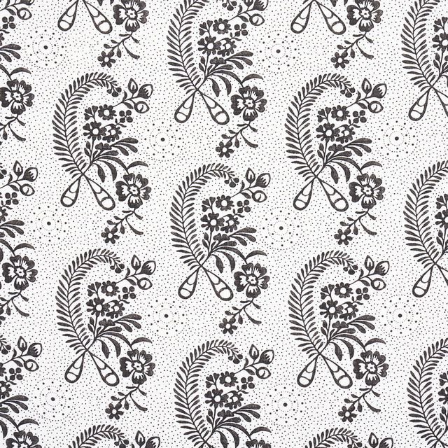 Schumacher Millicent Blackwork Fabric - Eade's Wallpaper