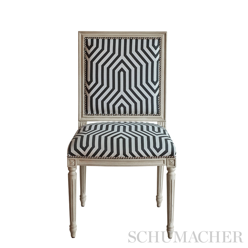 Schumacher Vanderbilt Print Noir Fabric - Eade's Wallpaper