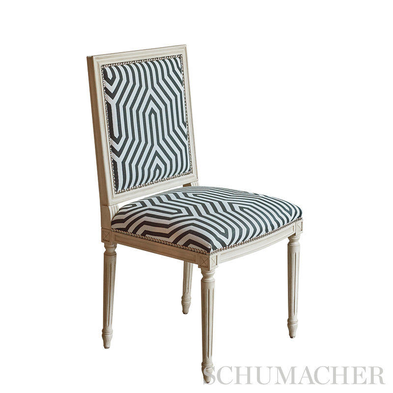 Schumacher Vanderbilt Print Noir Fabric - Eade's Wallpaper