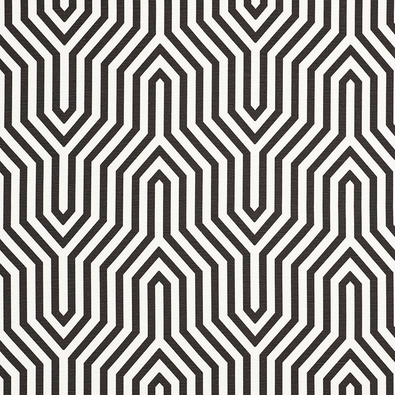 Schumacher Vanderbilt Print Noir Fabric - Eade's Wallpaper