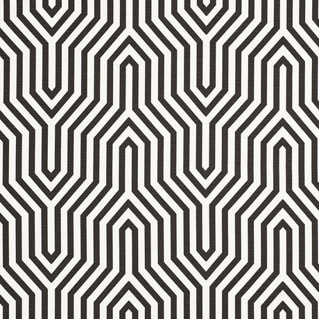 Schumacher Vanderbilt Print Noir Fabric - Eade's Wallpaper
