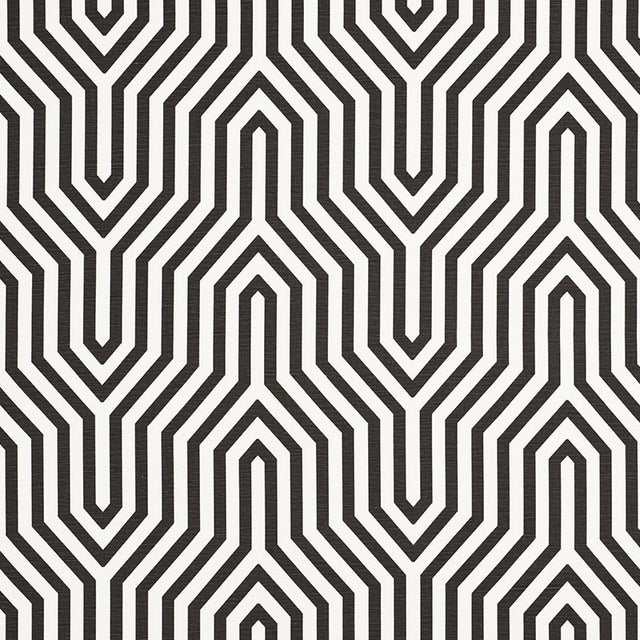 Schumacher Vanderbilt Print Noir Fabric - Eade's Wallpaper