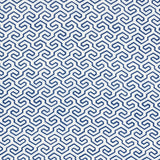 Schumacher Ming Fret Print Blue Fabric - Eade's Wallpaper