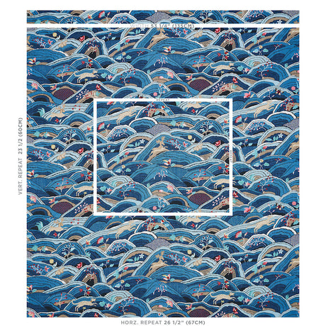 Schumacher Rolling Hills Blues Fabric - Eade's Wallpaper