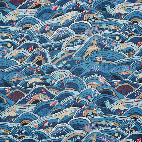 Schumacher Rolling Hills Blues Fabric - Eade's Wallpaper