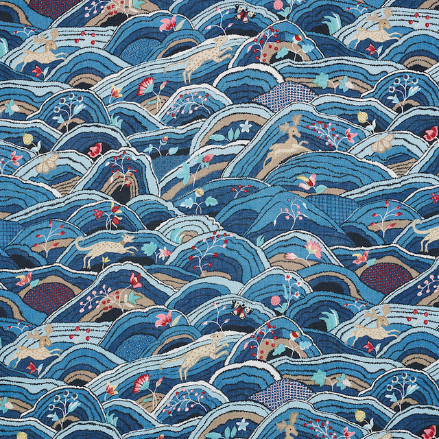 Schumacher Rolling Hills Blues Fabric - Eade's Wallpaper