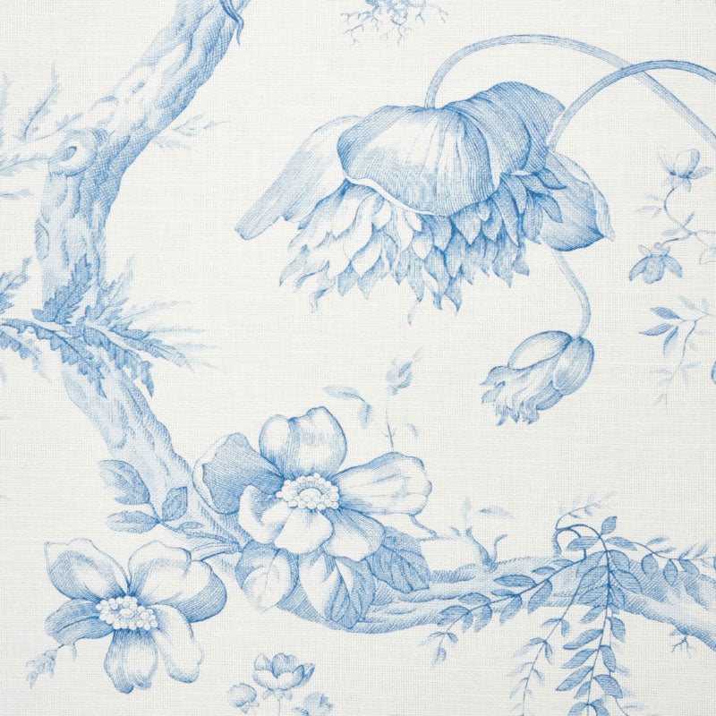 Schumacher Toile De Fleurs Delft Fabric - Eade's Wallpaper