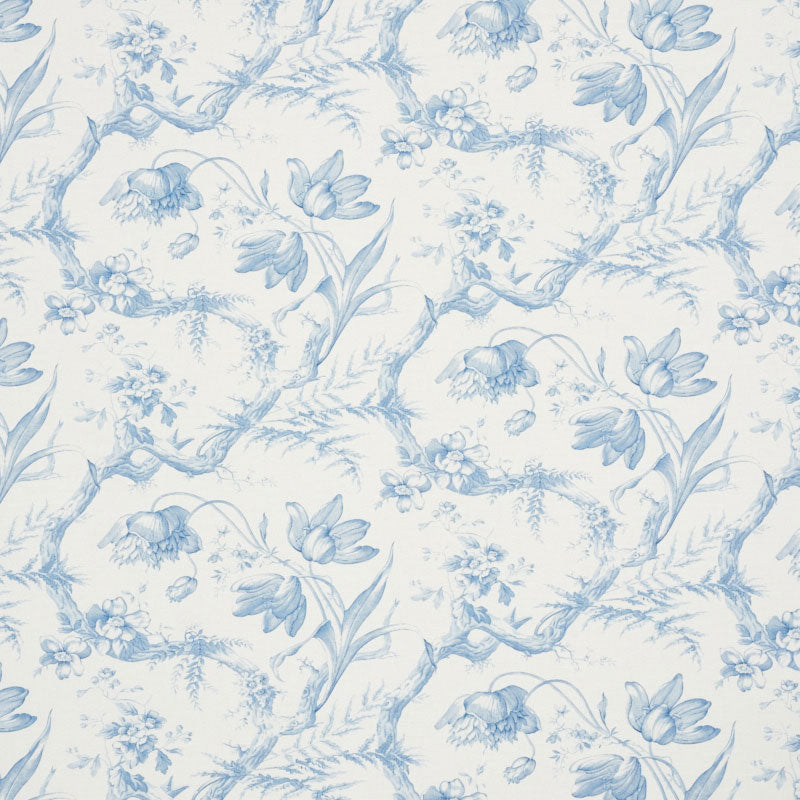Schumacher Toile De Fleurs Delft Fabric - Eade's Wallpaper