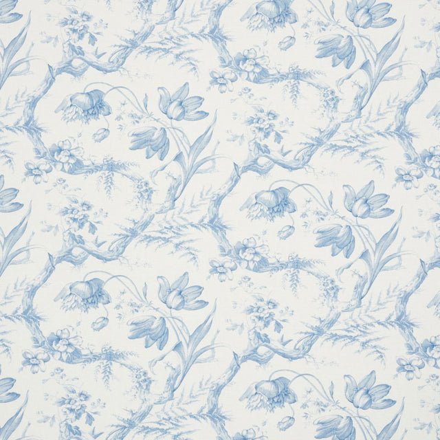 Schumacher Toile De Fleurs Delft Fabric - Eade's Wallpaper