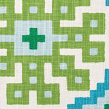 Schumacher Palmetto Print Lagoon Fabric - Eade's Wallpaper