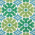 Schumacher Palmetto Print Lagoon Fabric - Eade's Wallpaper