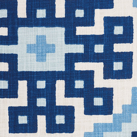 Schumacher Palmetto Print Ocean Fabric - Eade's Wallpaper