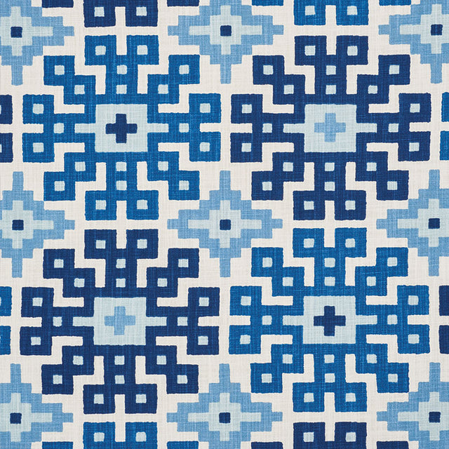 Schumacher Palmetto Print Ocean Fabric - Eade's Wallpaper