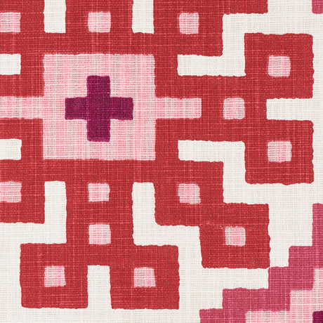 Schumacher Palmetto Print Valentine Fabric - Eade's Wallpaper