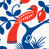 Schumacher Olive Tree Blue & Red Fabric - Eade's Wallpaper