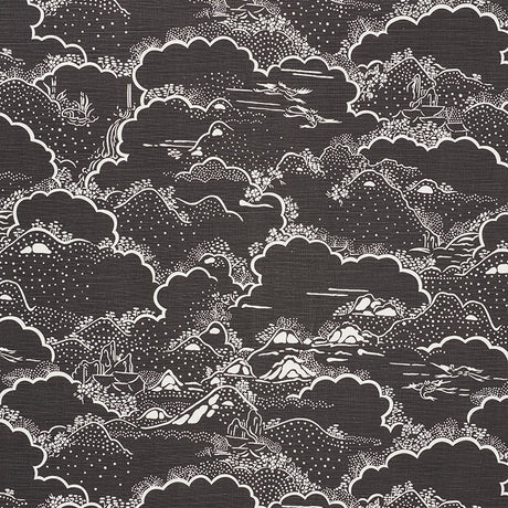 Schumacher Kumo Village Carbon Fabric - Eade's Wallpaper