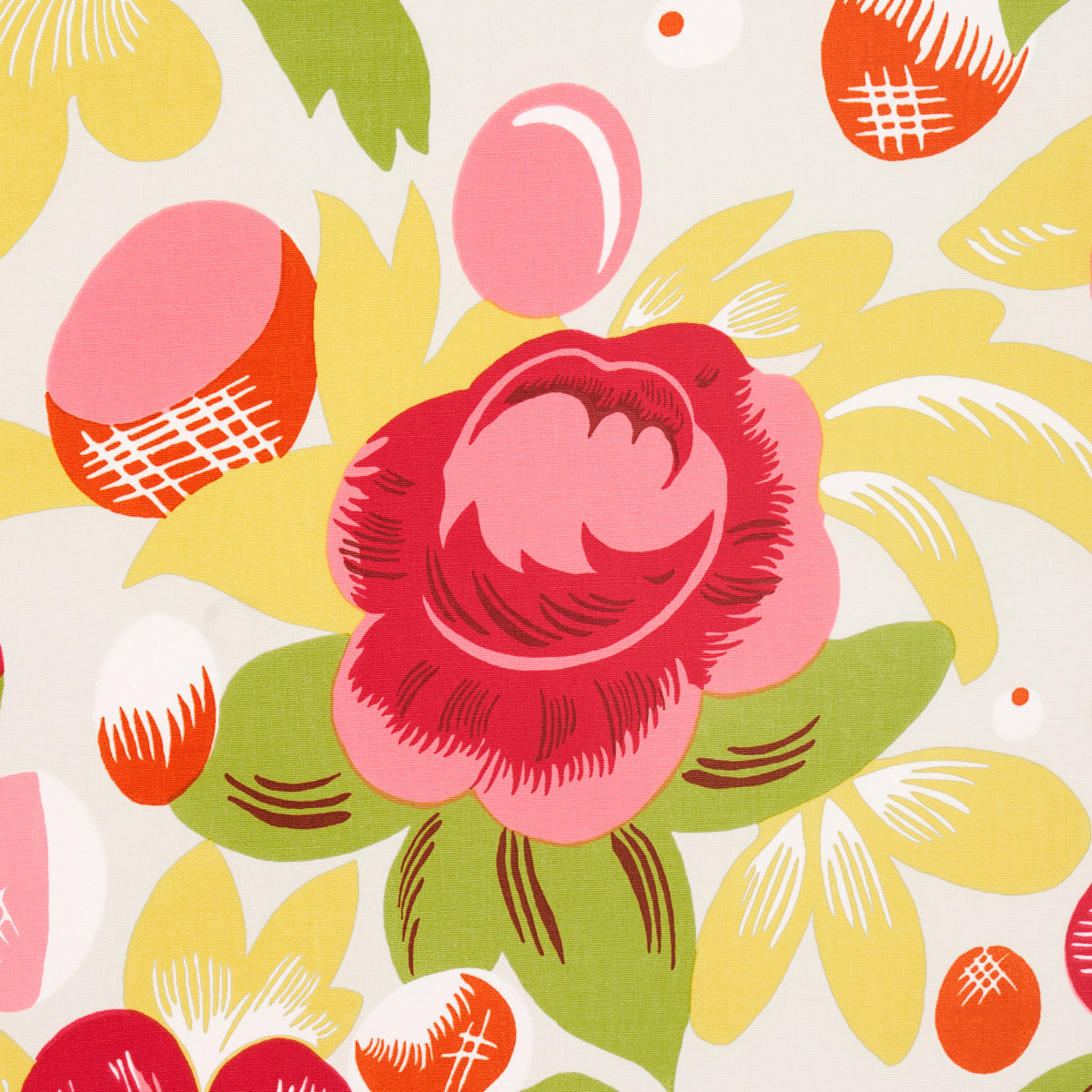 Schumacher Juin Poppy & Yellow Fabric