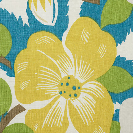 Schumacher Magnolias Citron & Peacock Fabric - Eade's Wallpaper