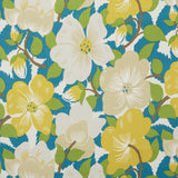 Schumacher Magnolias Citron & Peacock Fabric - Eade's Wallpaper