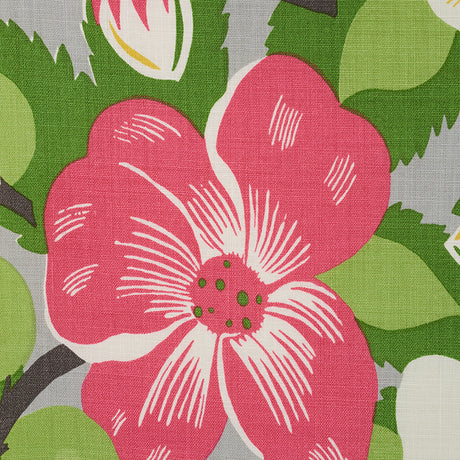 Schumacher Magnolias Poppy & Yellow Fabric - Eade's Wallpaper