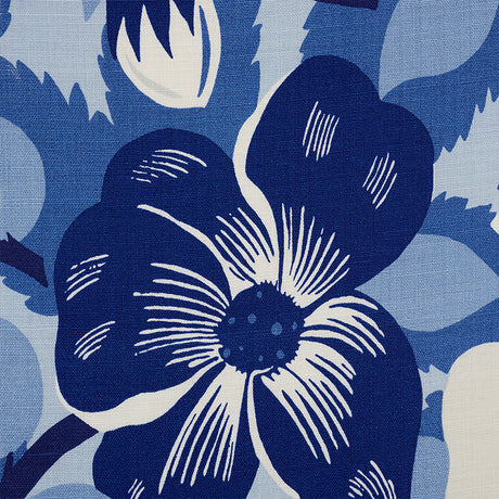 Schumacher Magnolias Blues Fabric - Eade's Wallpaper
