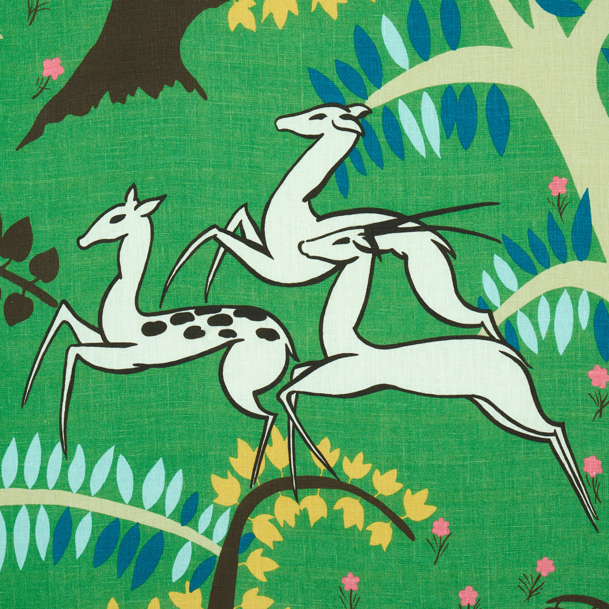 Schumacher Antelopes Jade Fabric