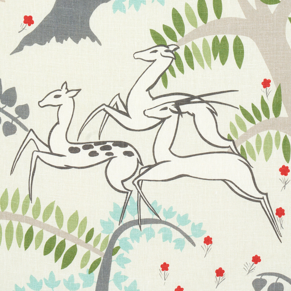Schumacher Antelopes Ivory Fabric