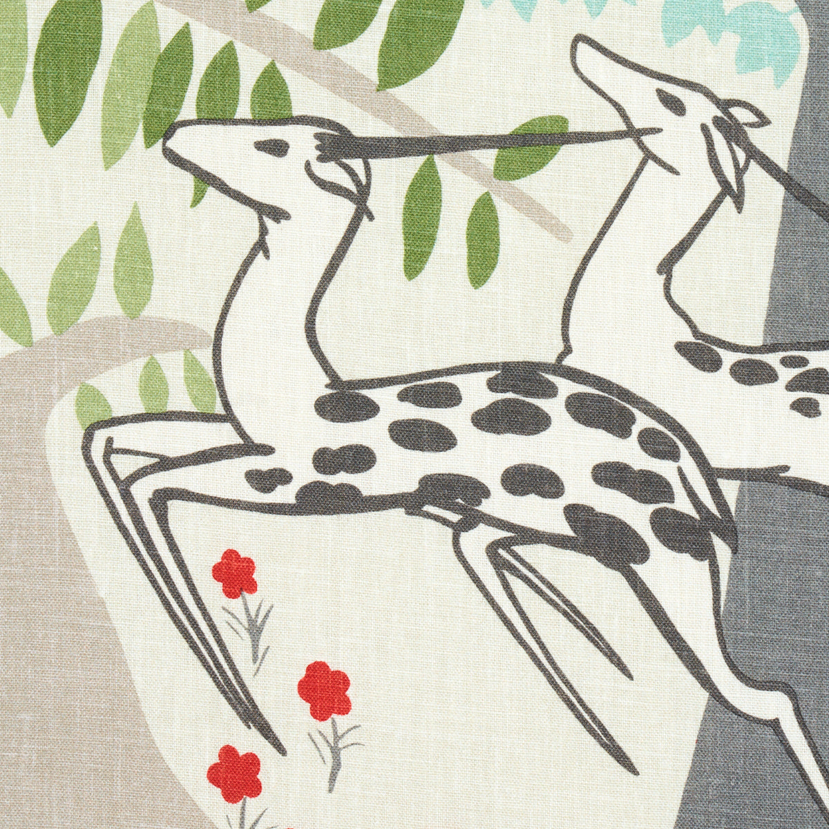 Schumacher Antelopes Ivory Fabric