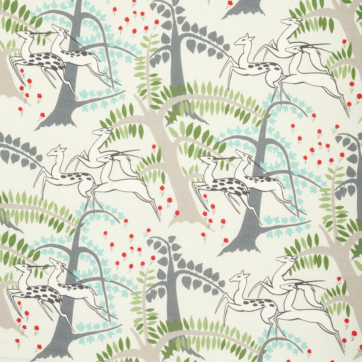 Schumacher Antelopes Ivory Fabric
