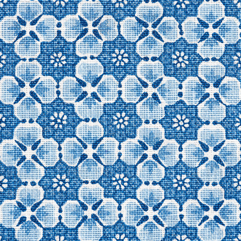 Schumacher Palisades Floret Indigo Fabric - Eade's Wallpaper