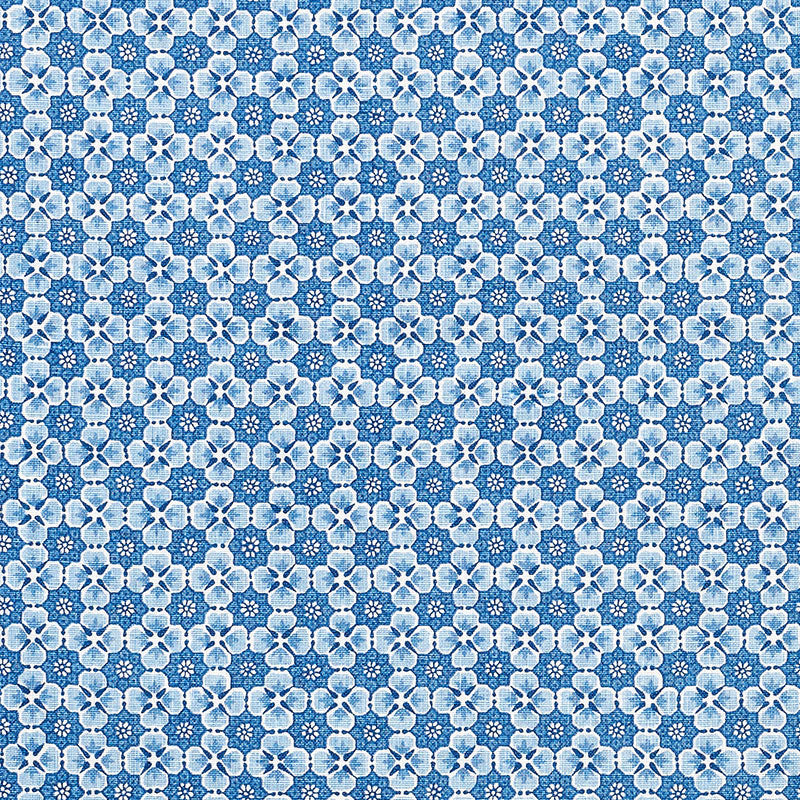 Schumacher Palisades Floret Indigo Fabric - Eade's Wallpaper