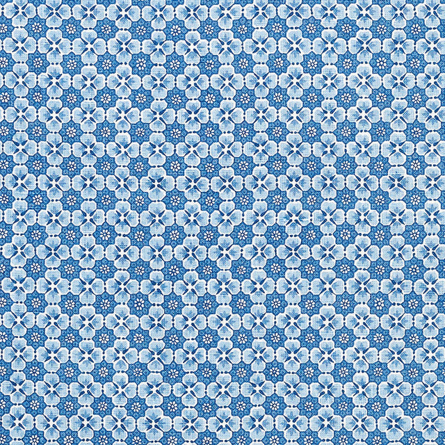 Schumacher Palisades Floret Indigo Fabric - Eade's Wallpaper