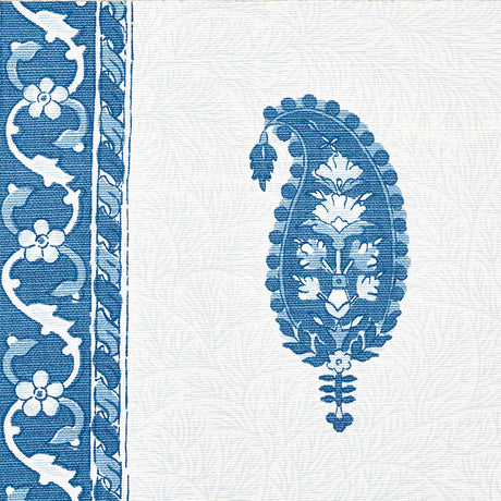 Schumacher Ojai Paisley Indigo Fabric - Eade's Wallpaper