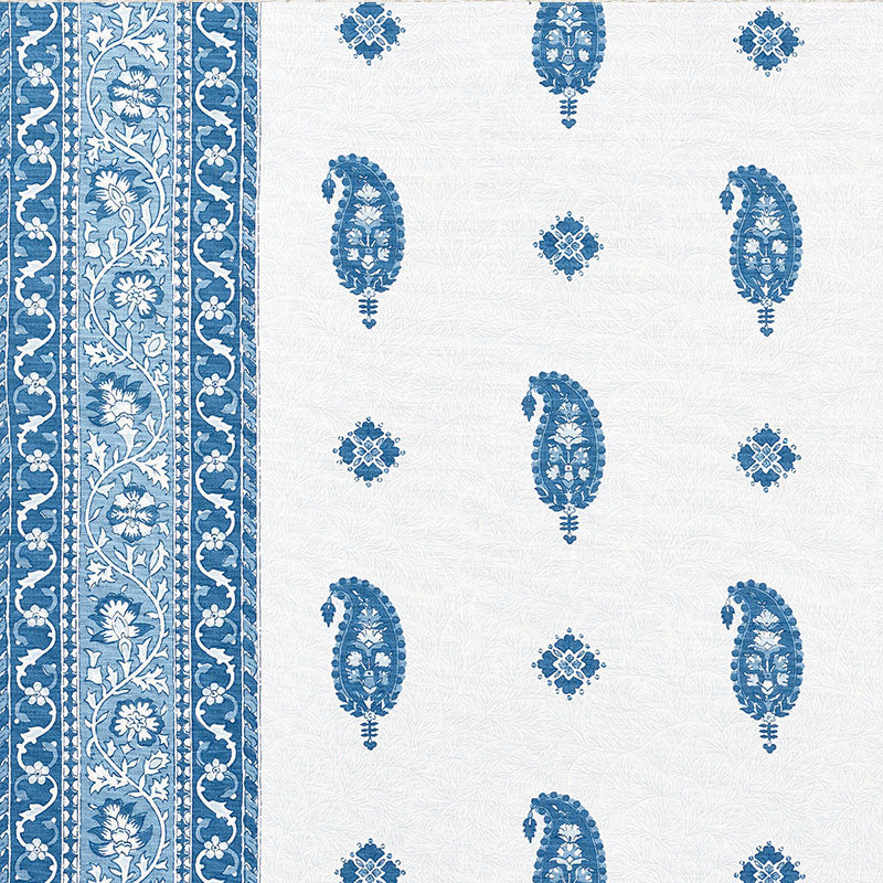 Schumacher Ojai Paisley Indigo Fabric - Eade's Wallpaper